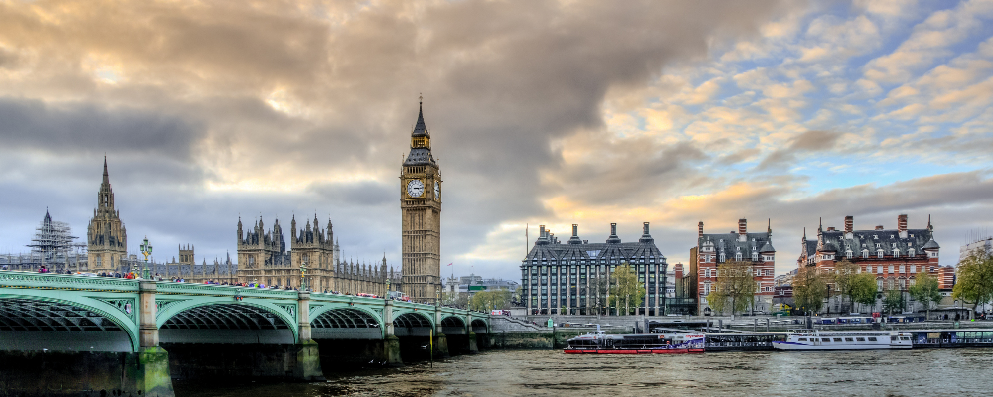A panoramic view of London featuring Big Ben