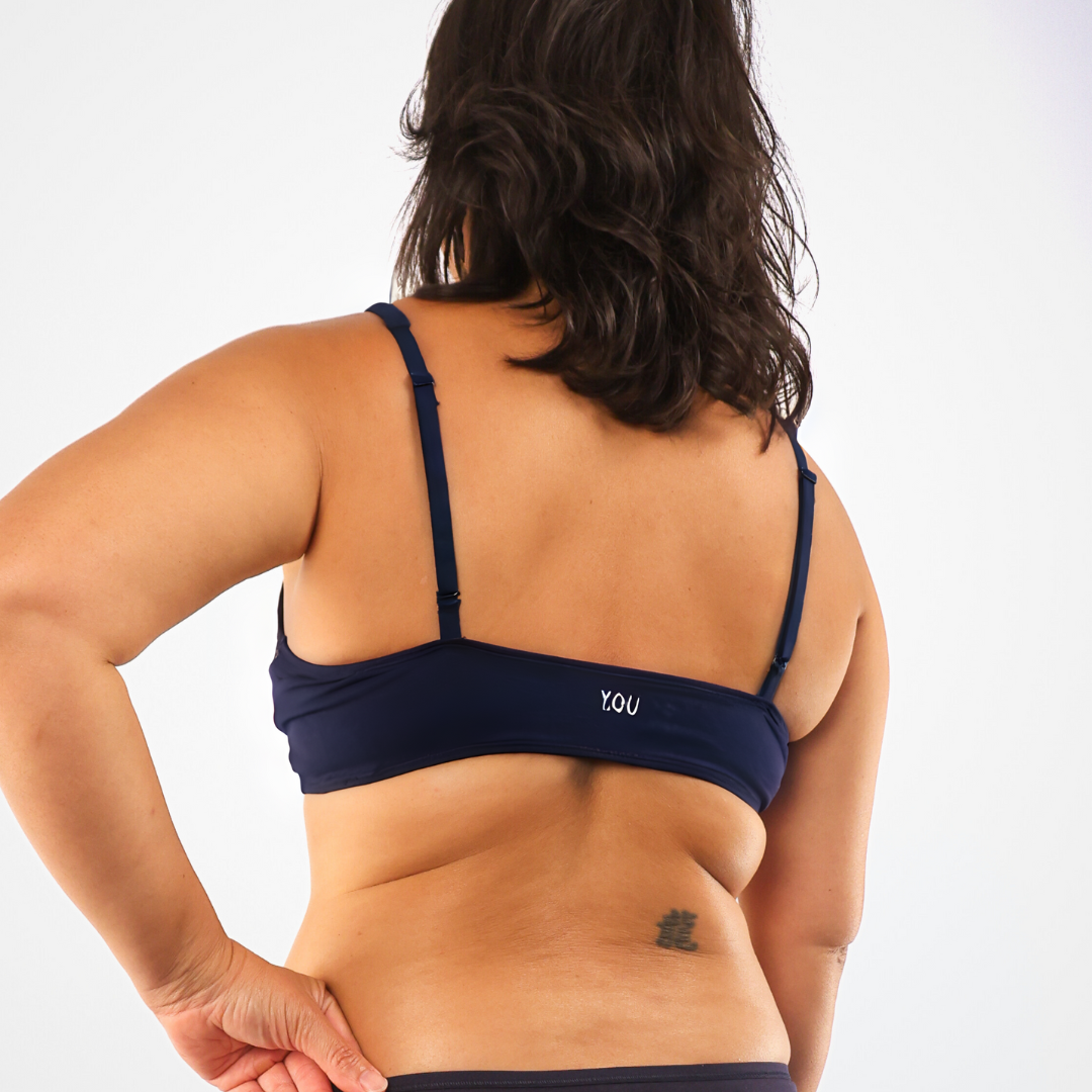 Women's organic cotton bralette in navy blue