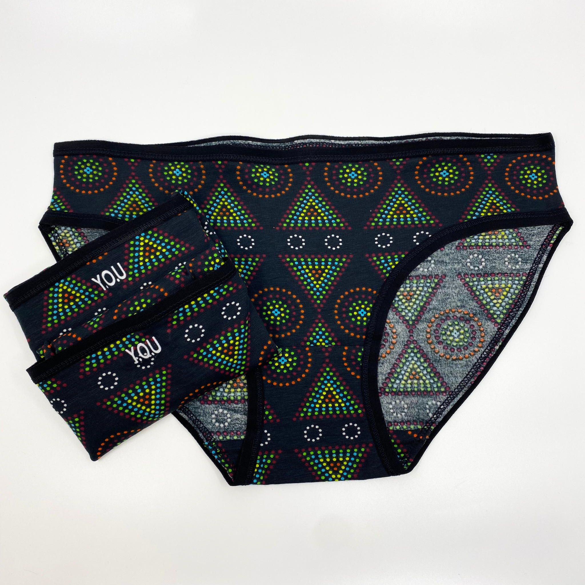 Women's organic cotton low-rise bikini bottoms - Mara design - Pack of 3