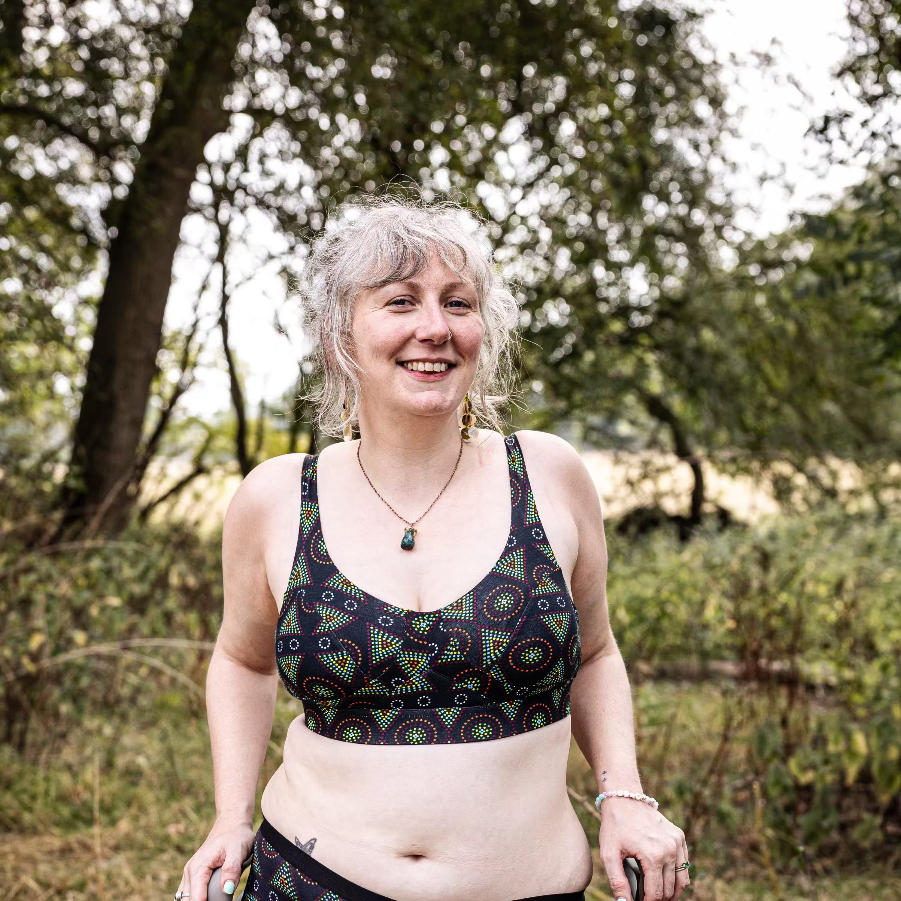 model wearing organic cotton more supportive bra black mara- You Underwear