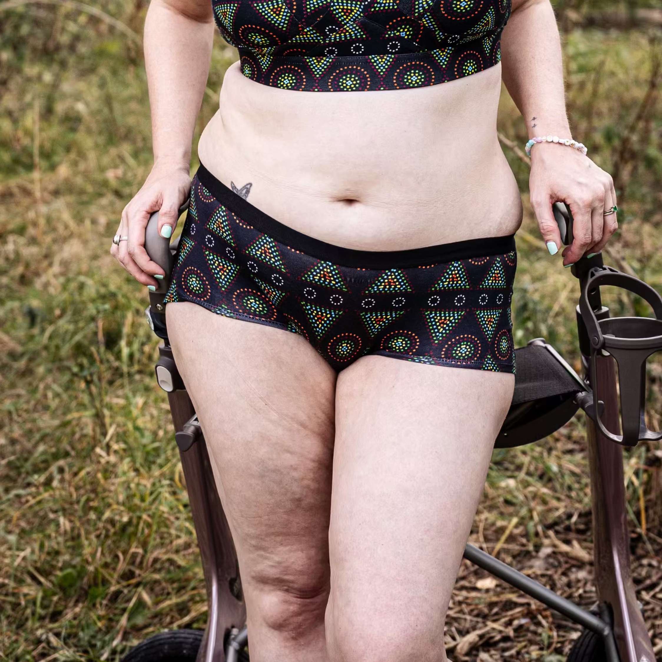model wearing organic cotton boy shorts black mara- You Underwear