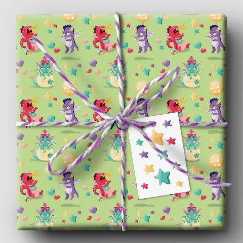Baby Dragons Wrapping Paper - Sustainable & Eco-Friendly