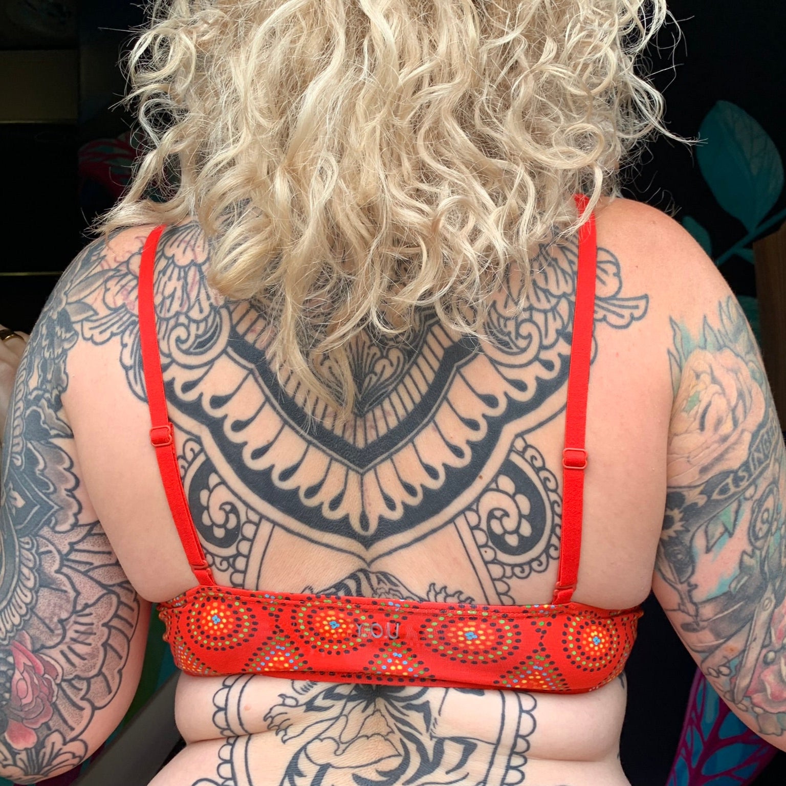 Women's organic cotton bralette - Red Mara design