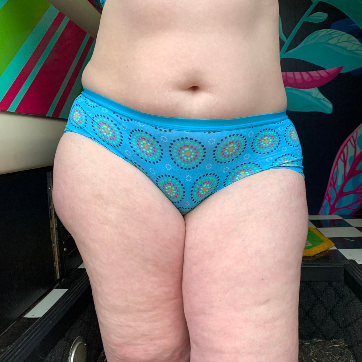 Women's organic cotton boy shorts - Blue Mara design