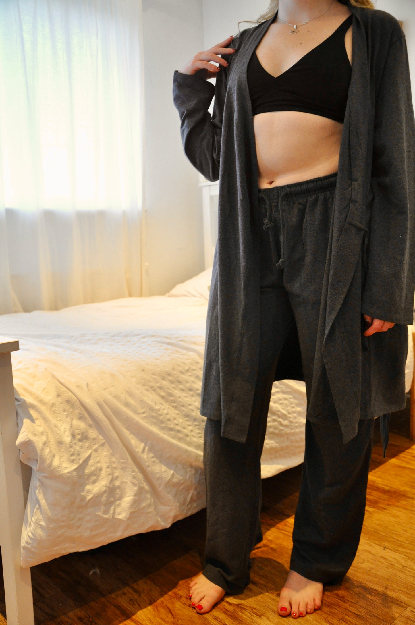 Pyjamas - organic cotton unisex pyjama bottoms - charcoal / dark grey