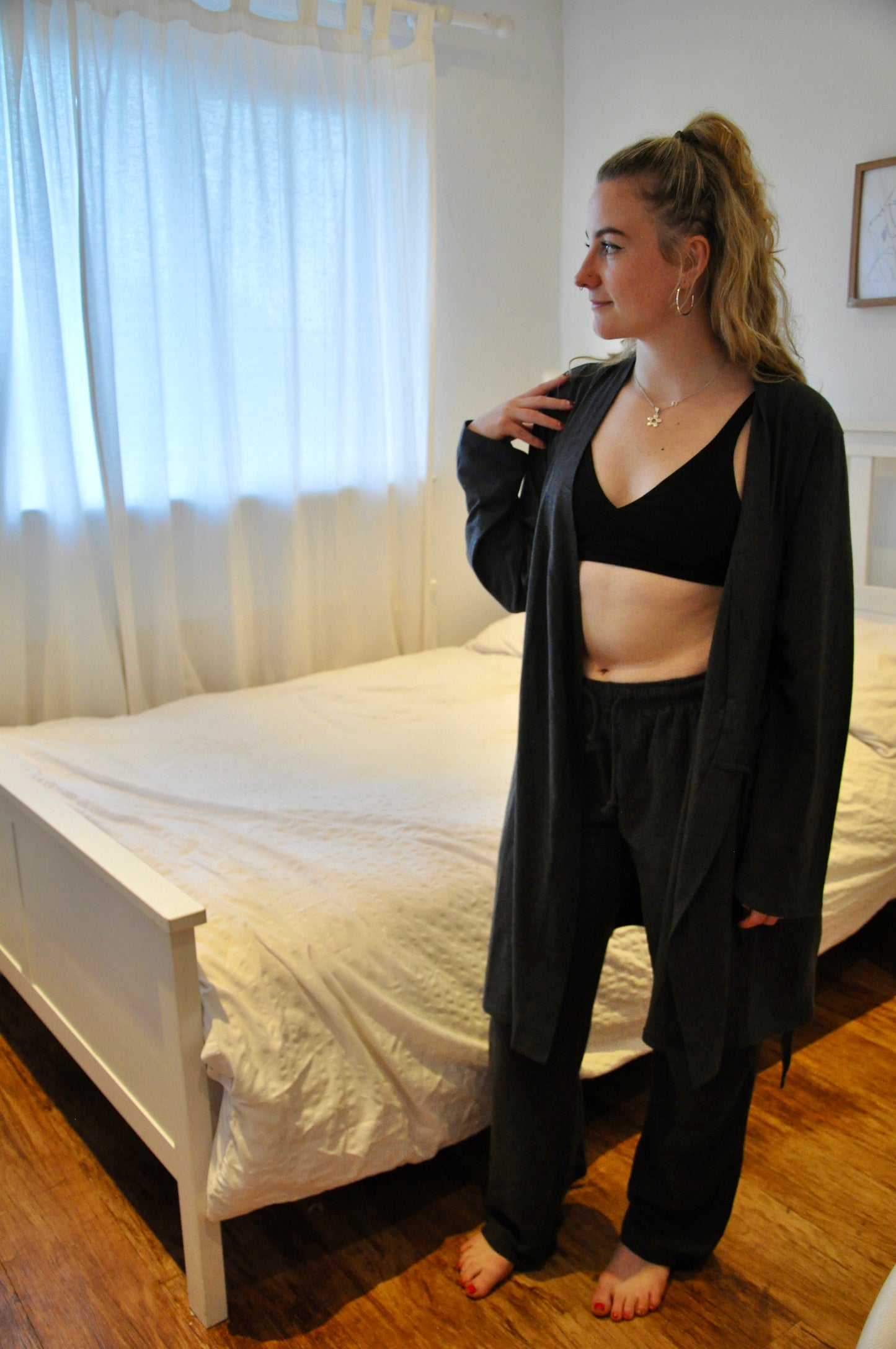 Pyjamas - organic cotton unisex pyjama bottoms - charcoal / dark grey