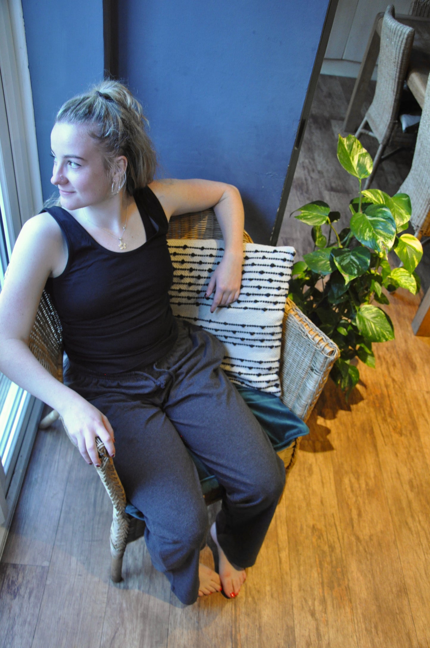 Pyjamas - organic cotton unisex pyjama bottoms - charcoal / dark grey