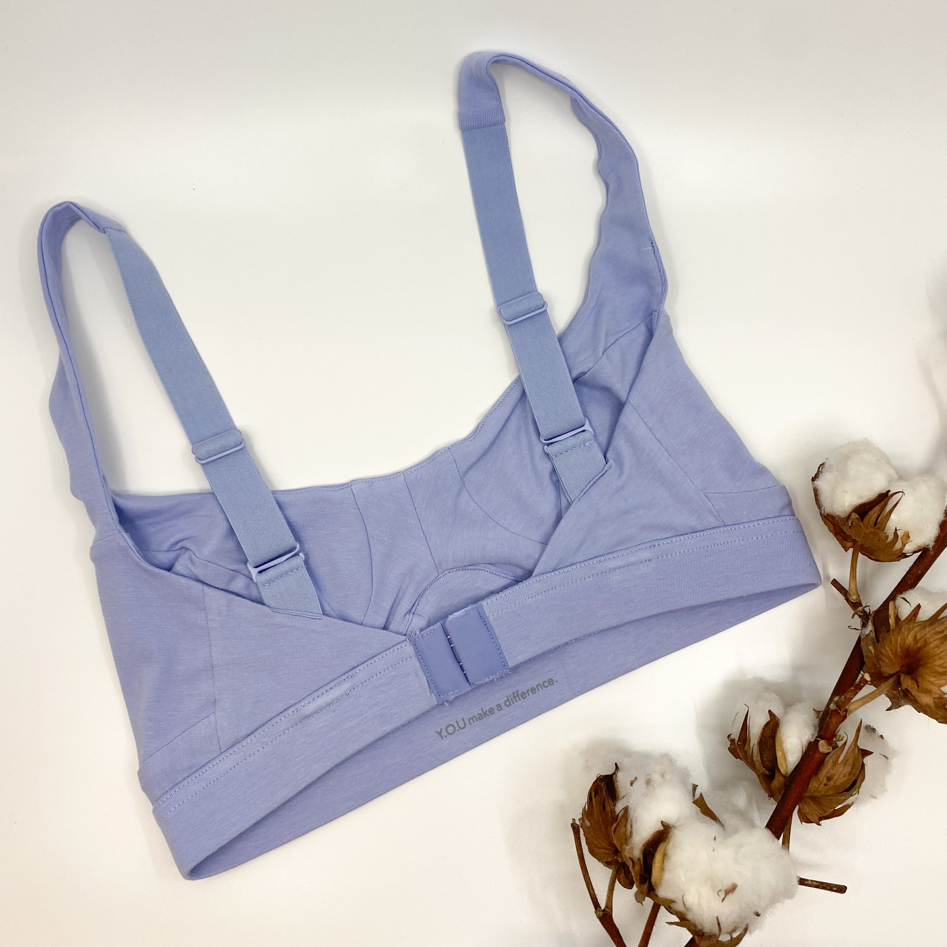 Women's organic cotton bra in light blue - more supportive bra