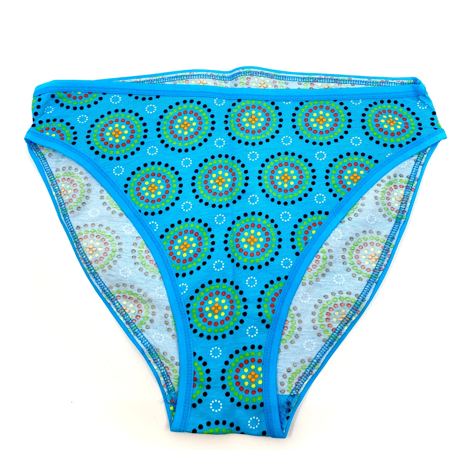 Women's organic cotton matching bralette and mid-rise bikini set - Blue Mara