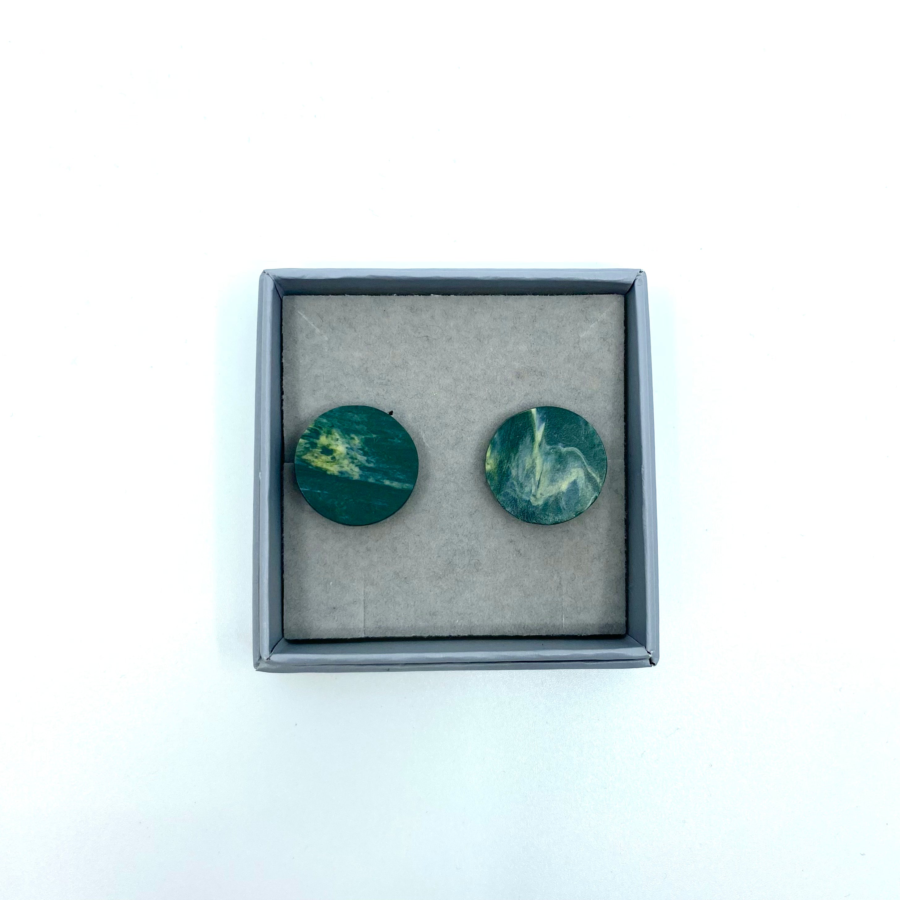 Recycled Plastic Earrings in Green and Cream - Yago Eco Jewellery