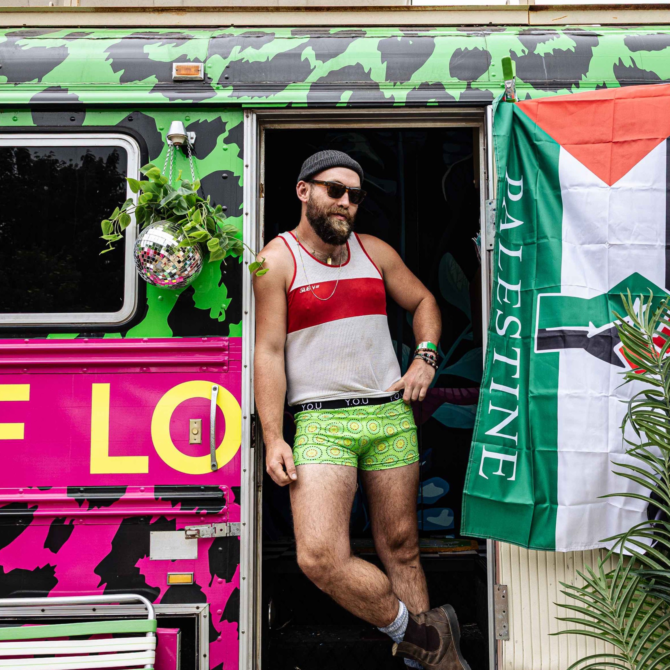 Men's organic cotton hipster trunks - Green Mara design