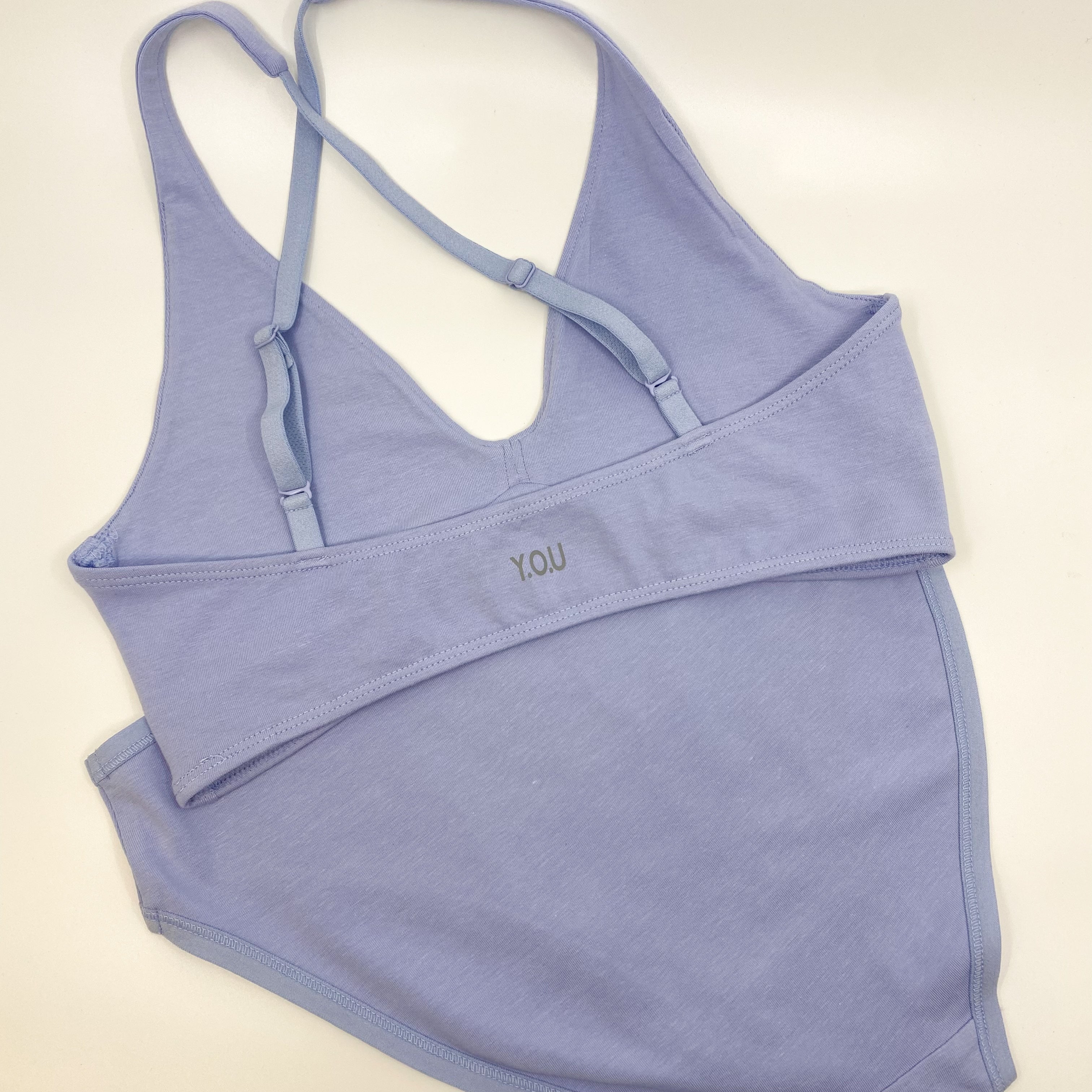 Women's organic cotton matching bralette and mid-rise bikini set - light blue