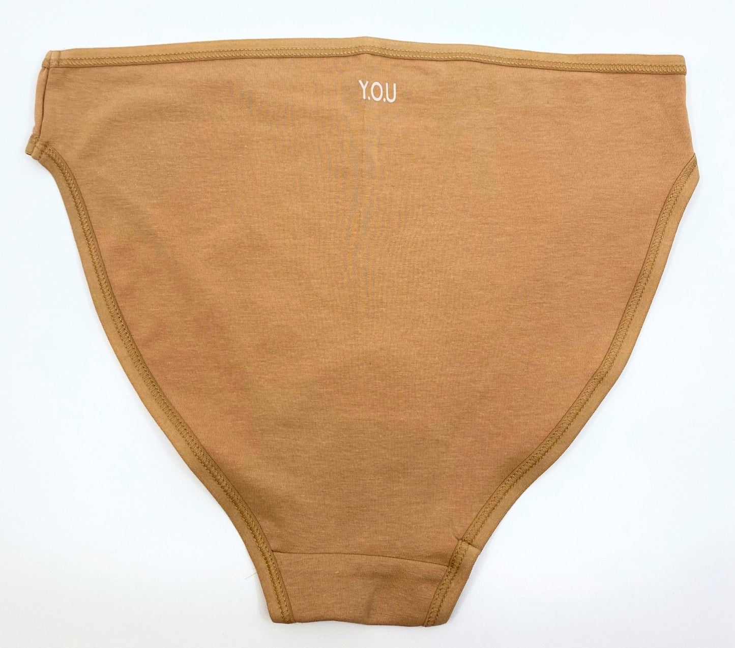 Women's organic cotton matching bralette and mid-rise bikini set - Almond (light nude)