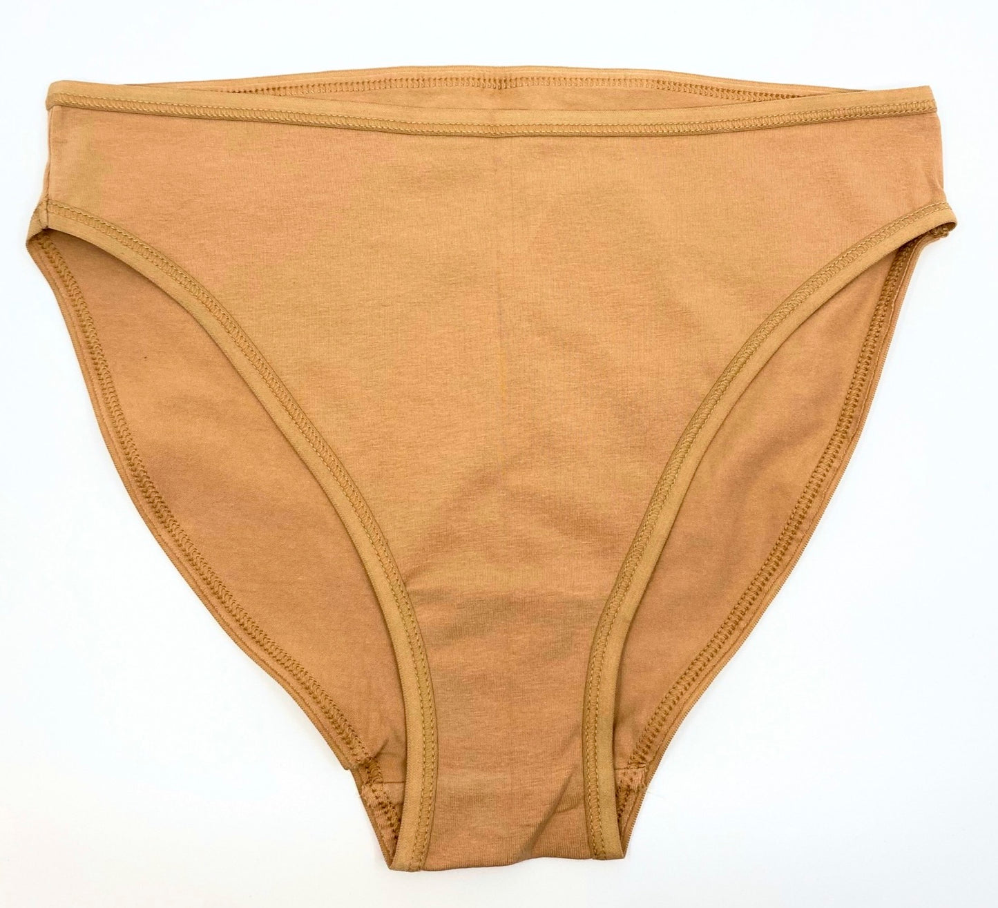Women's organic cotton matching bralette and mid-rise bikini set - Almond (light nude)