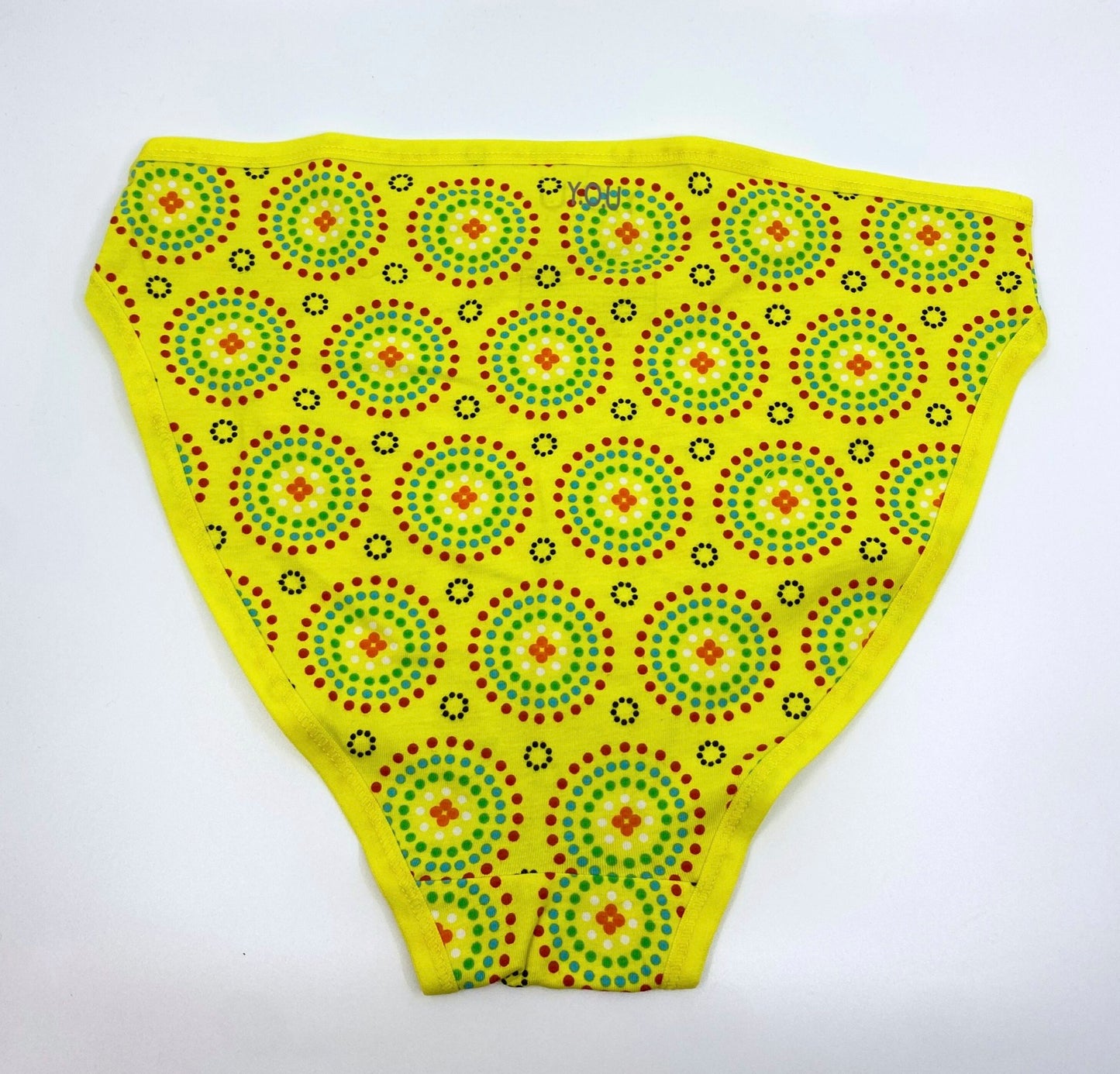 Women's organic cotton matching bralette and mid-rise bikini set - Yellow Mara