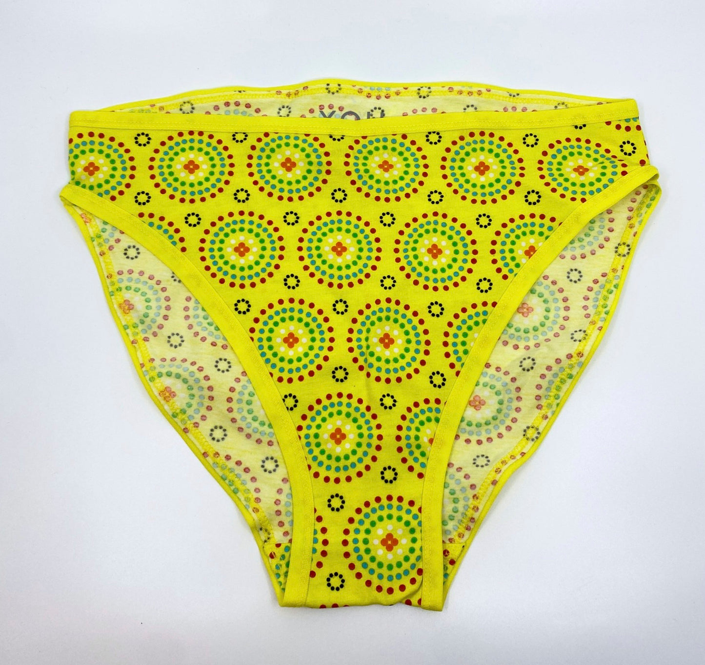 Women's organic cotton matching bralette and mid-rise bikini set - Yellow Mara