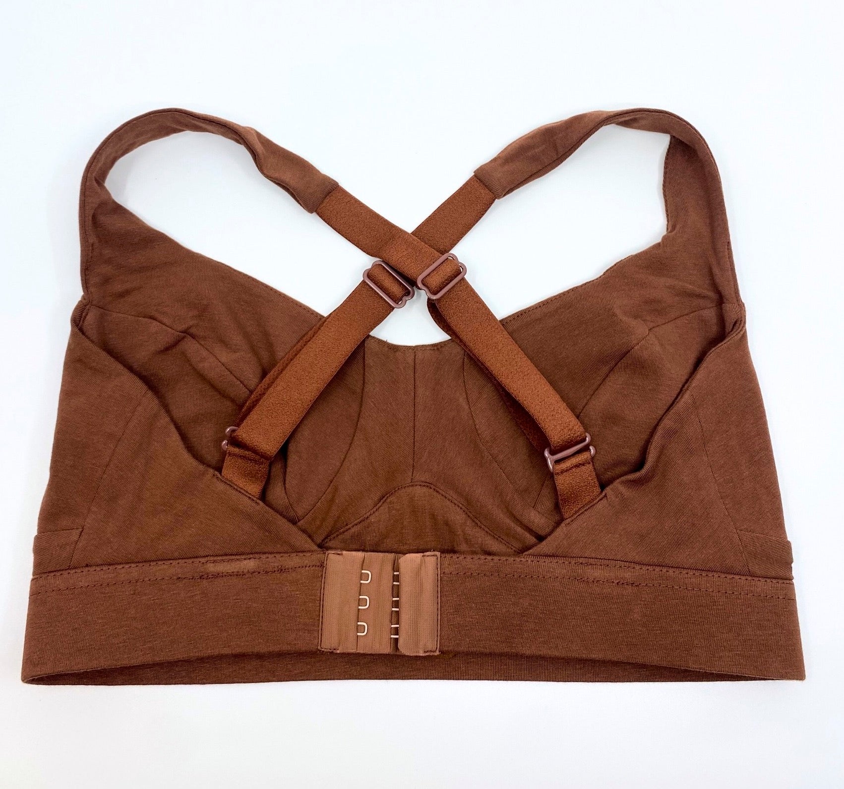 Women's organic cotton bra in chestnut - more supportive style