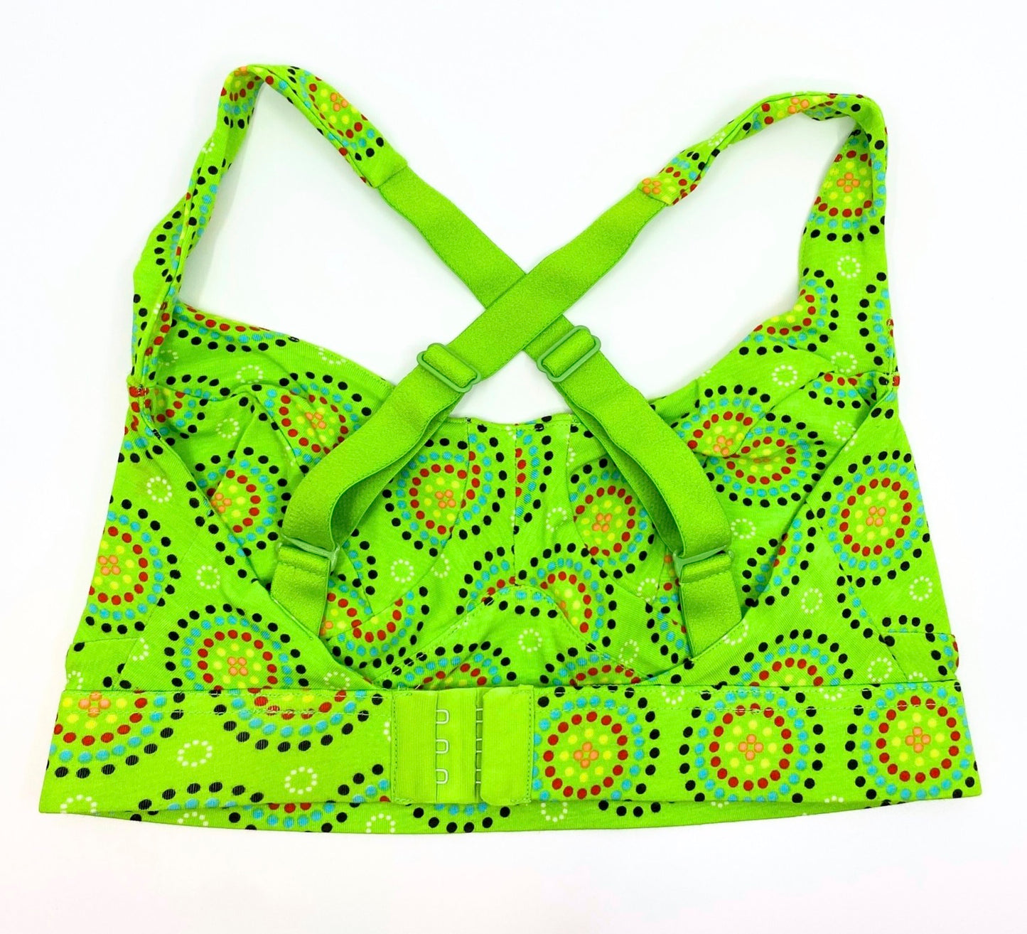 Women's organic cotton bra in green Mara print - more supportive style