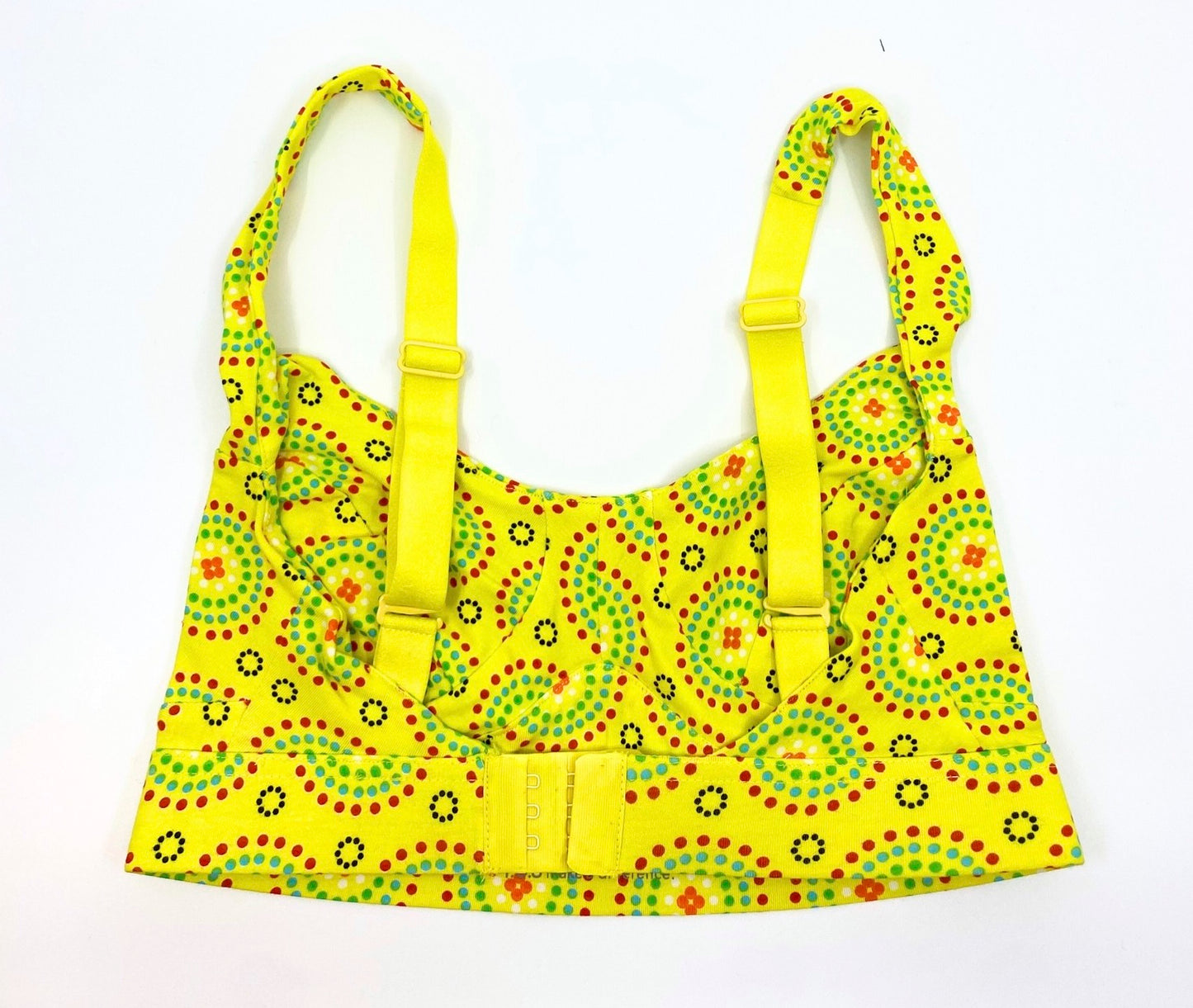 Women's organic cotton bra in yellow Mara print - more supportive style