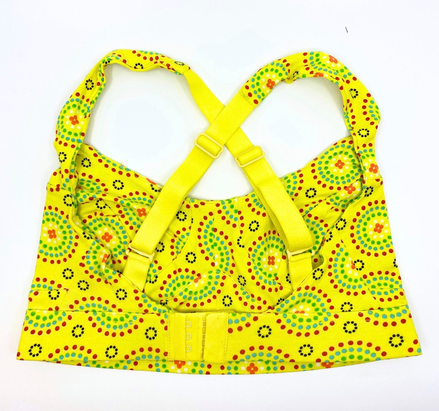 Women's organic cotton bra in yellow Mara print - more supportive style
