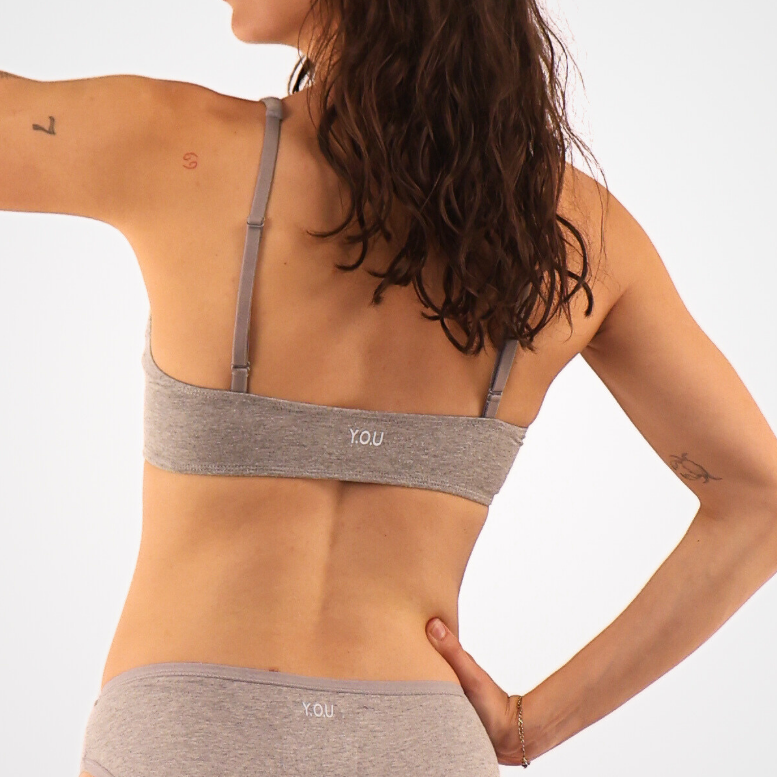 Women's organic cotton bralette in light grey (heather grey)
