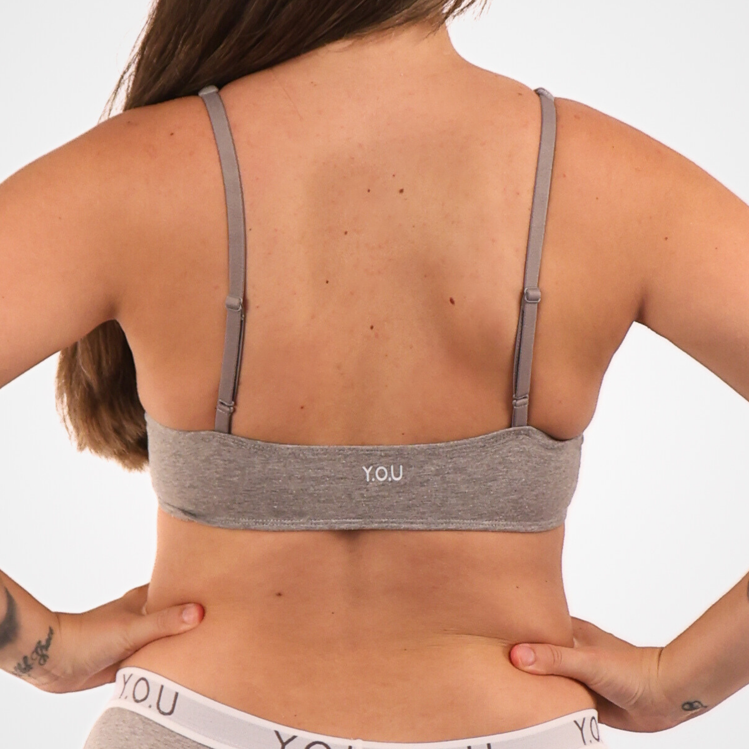 Women's organic cotton bralette in light grey (heather grey)