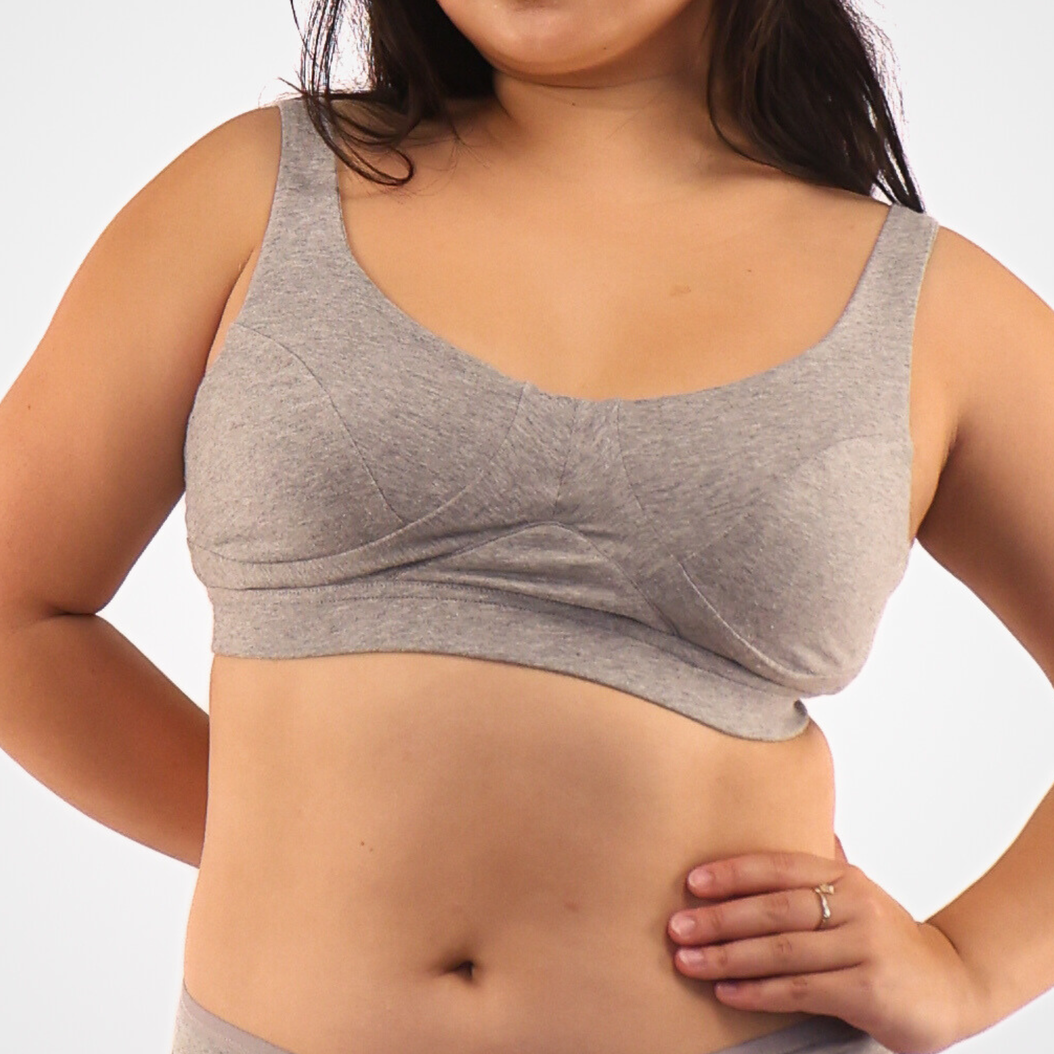 Women's organic cotton bra in light grey (heather grey) - more supportive style