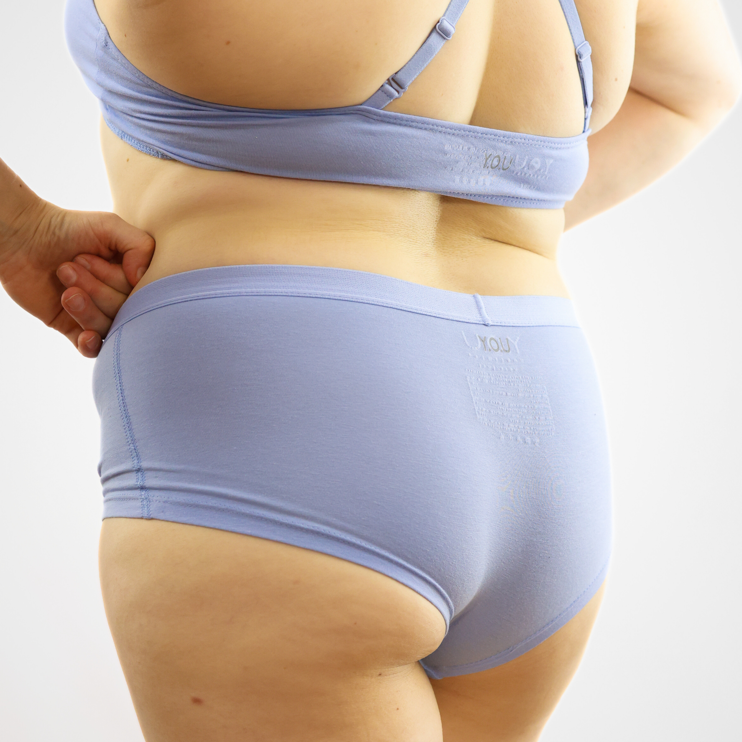 Women's organic cotton boy shorts in light blue