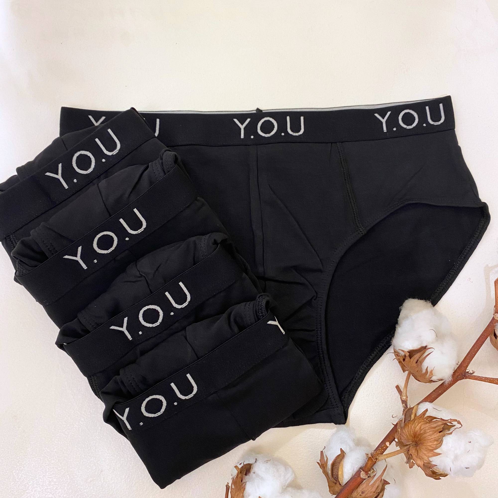organic cotton mens briefs in a pack of 5 -black-Y.O.U Underwear