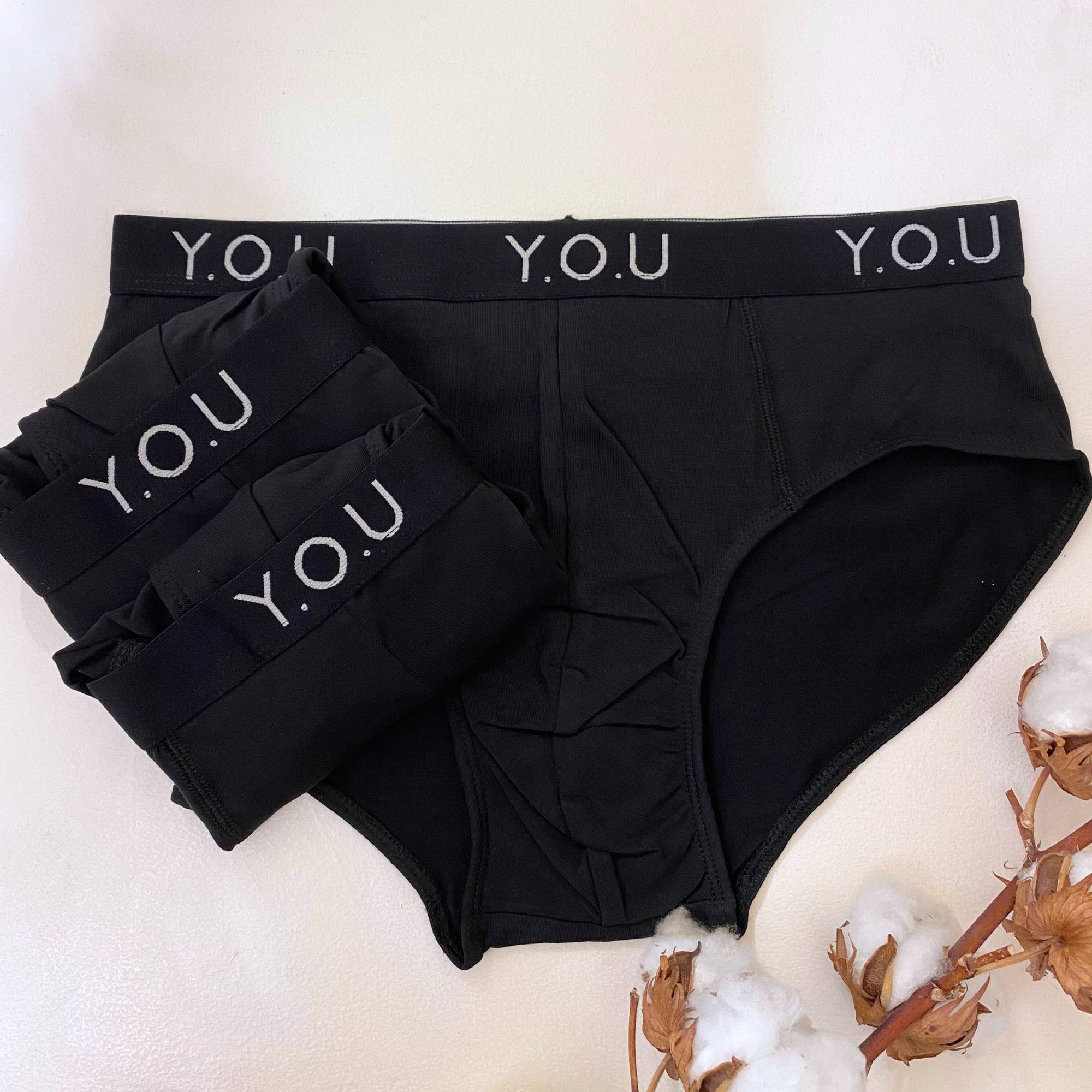 Organic cotton mens briefs black in a 3 pack - Y.O.U Underwear