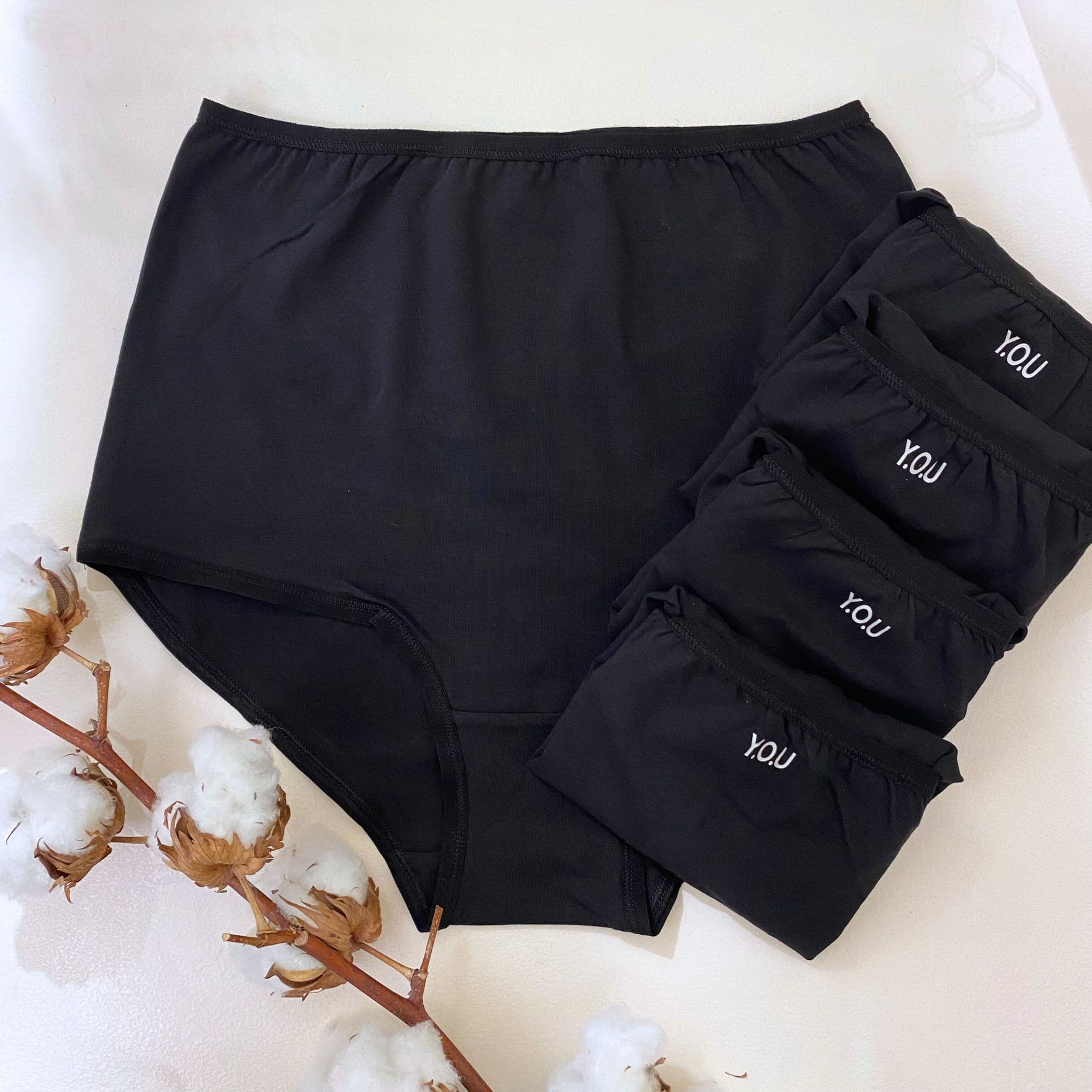 A 5 pack of organic cotton high-waisted knickers in black-Y.O.U Underwear