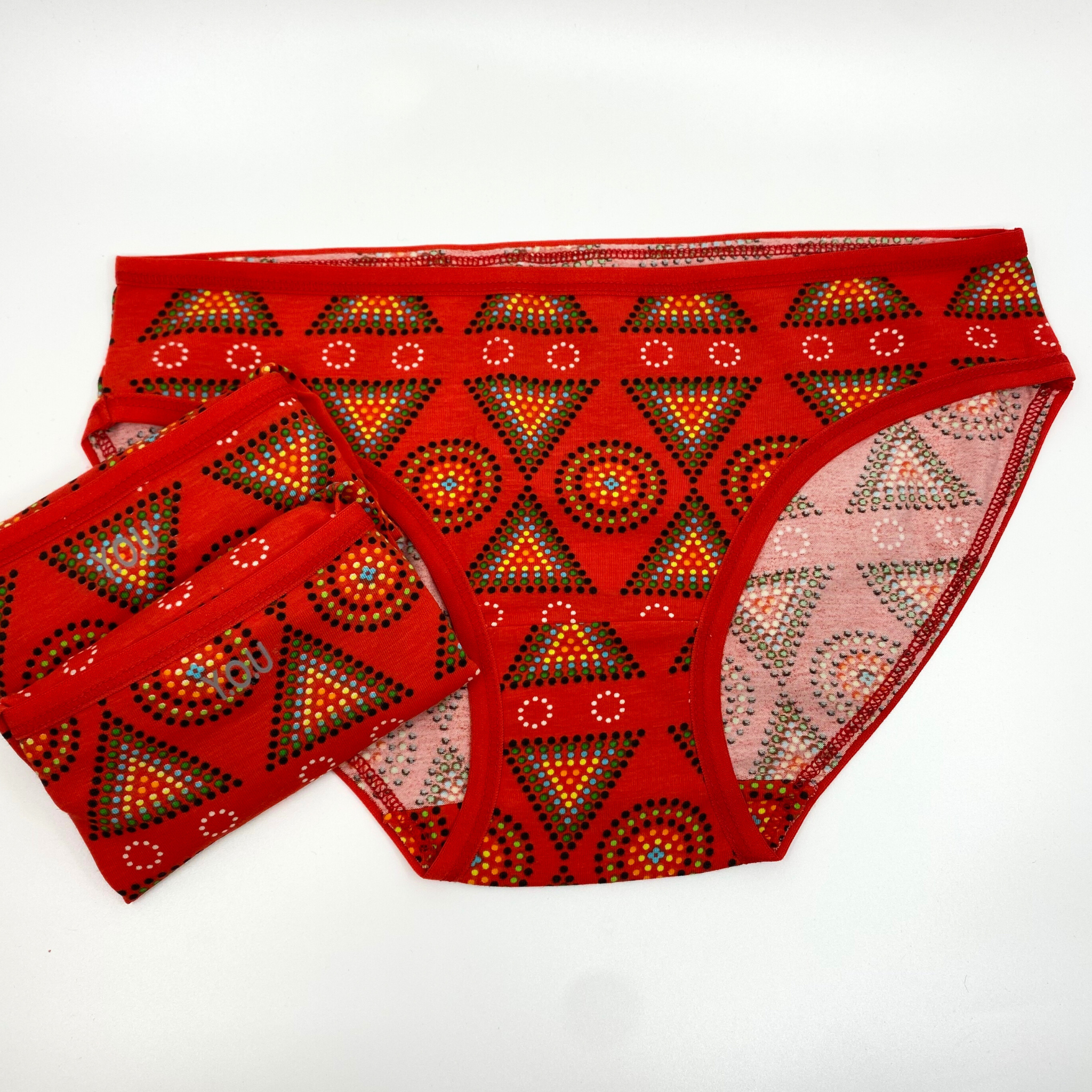 Women's organic cotton low-rise bikini bottoms - Mara design - Pack of 3