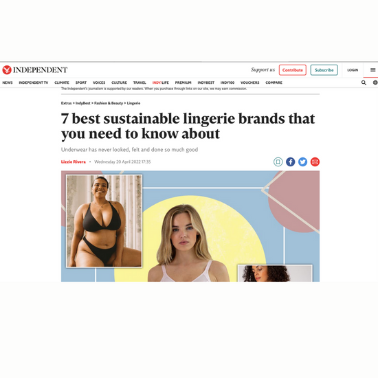 A screenshot of the Independent article about sustainable lingerie