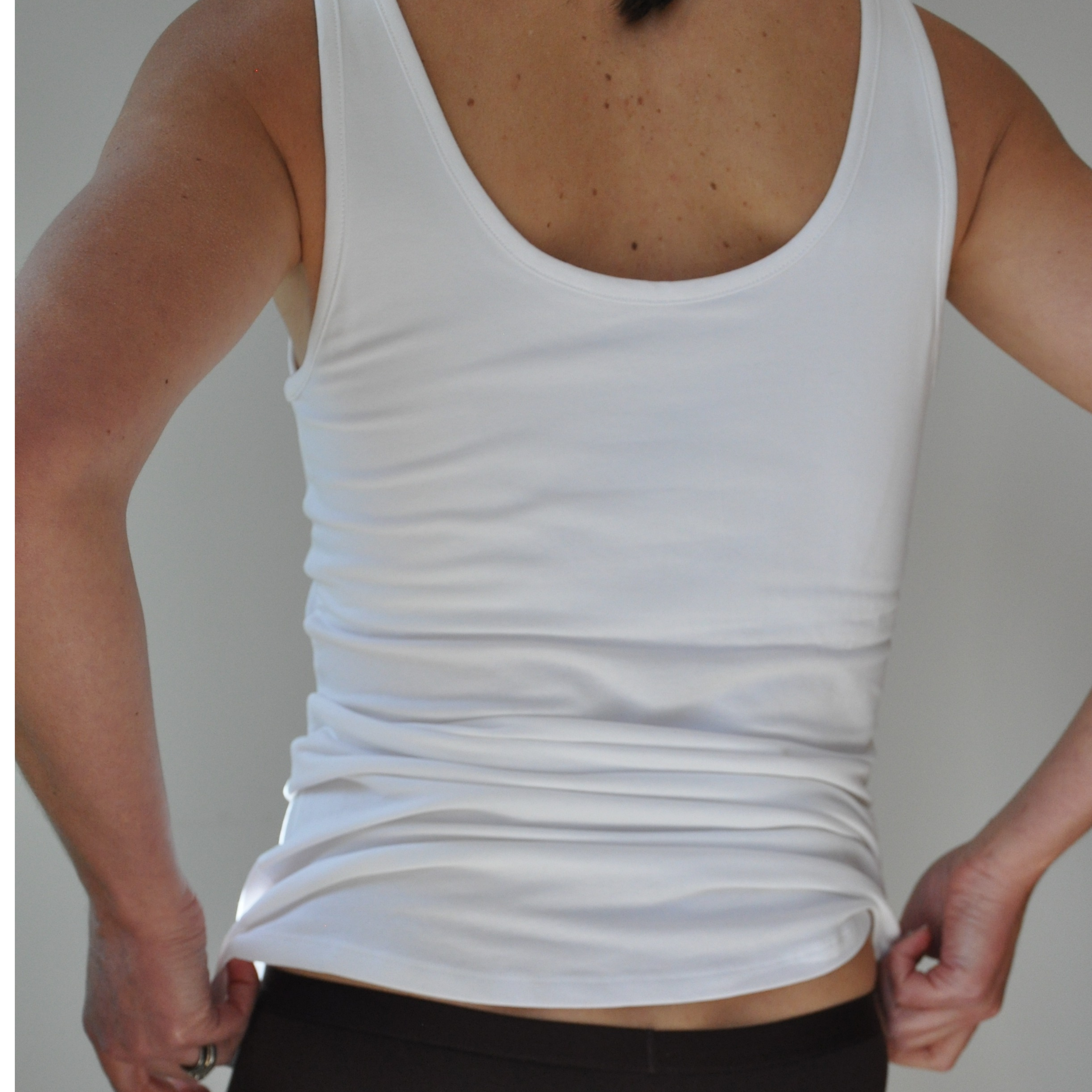 Organic cotton vest top - with hidden support - white