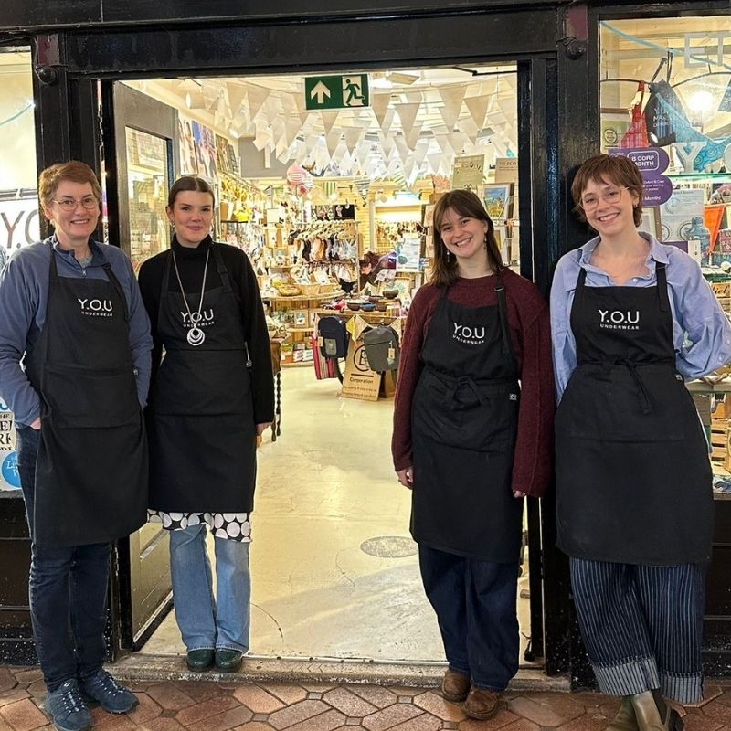 members of the YOU team standing outside the shop in Oxford - You Underwear