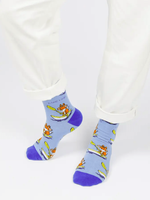 Bare Kind Bamboo Socks - Save the Fox (Blue) - Y.O.U underwear