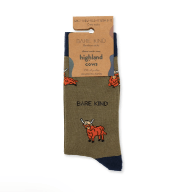 Bare Kind Bamboo Socks - Save the Green Highland Cows - Y.O.U underwear