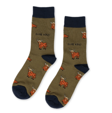 Bare Kind Bamboo Socks - Save the Green Highland Cows - Y.O.U underwear