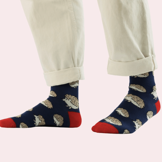 Bare Kind Bamboo Socks - Save the Hedgehog in Navy - Y.O.U underwear