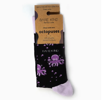 Bare Kind Bamboo Socks - Save the Octopus - Y.O.U underwear