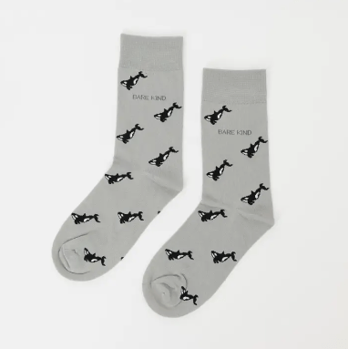 Bare Kind Bamboo Socks - Save the Orcas Small Motif - Y.O.U underwear