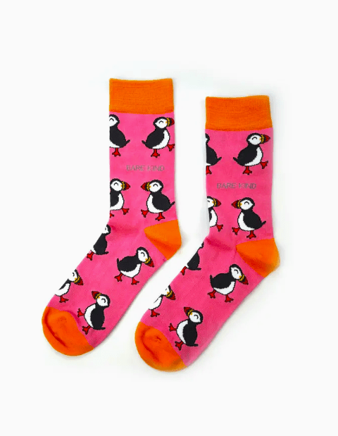 Bare Kind Bamboo Socks - Save the Puffin (Pink) - Y.O.U underwear