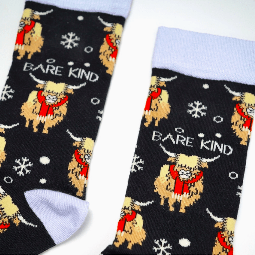 Bare Kind Christmas Highland Cow Socks - Y.O.U underwear