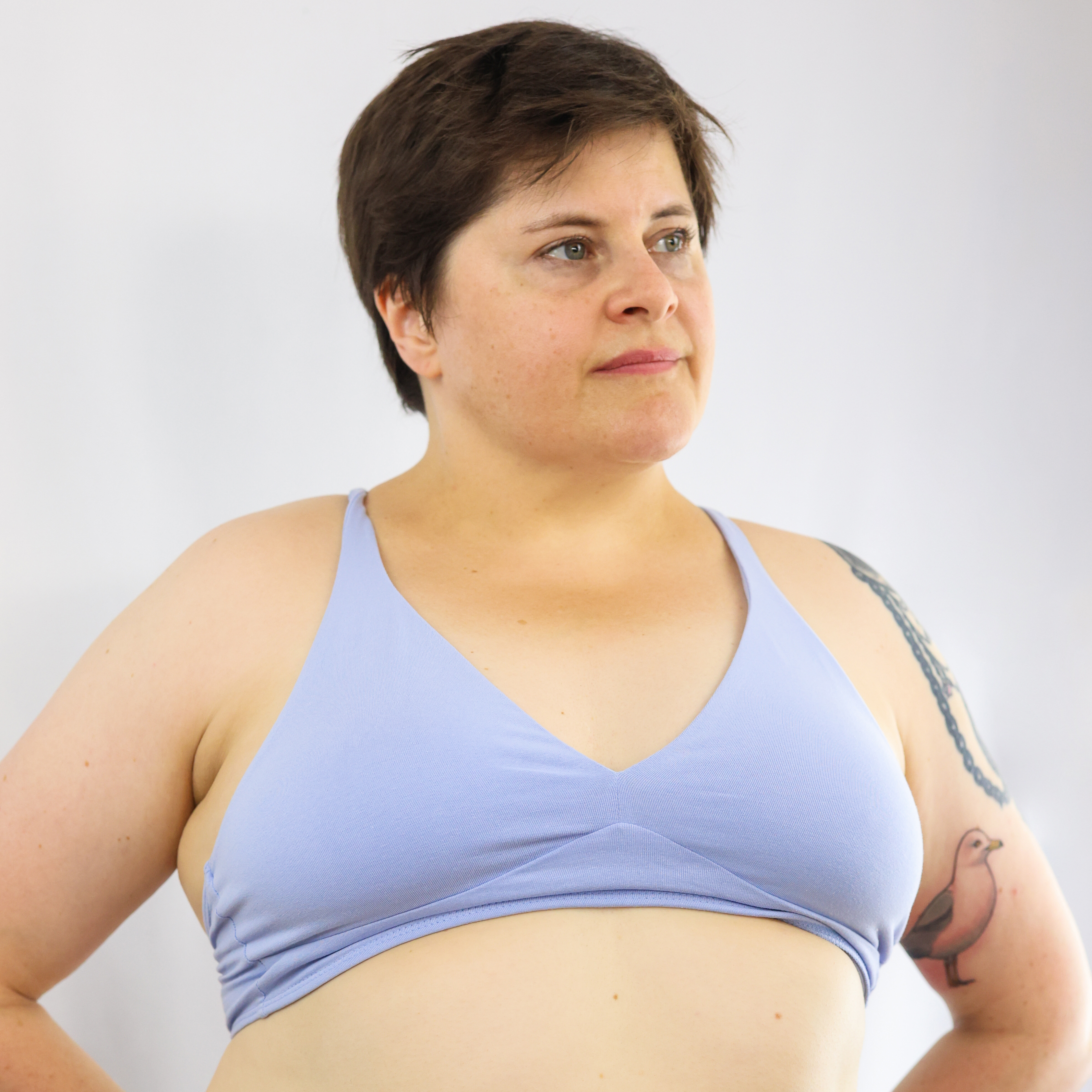 Women's organic cotton bralette in light blue