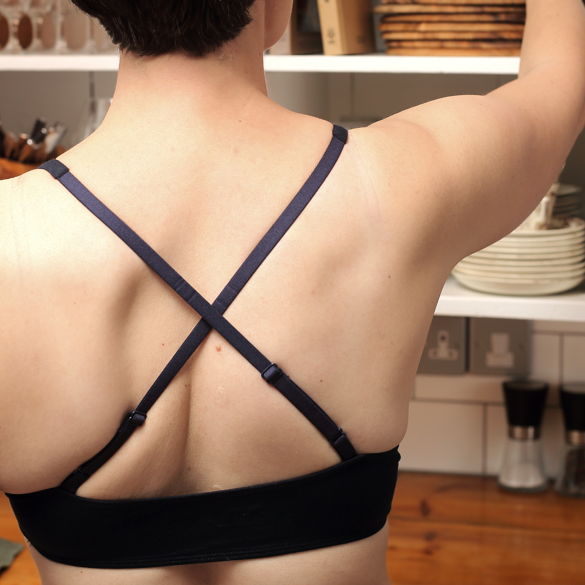 Women's organic cotton bralette in navy blue