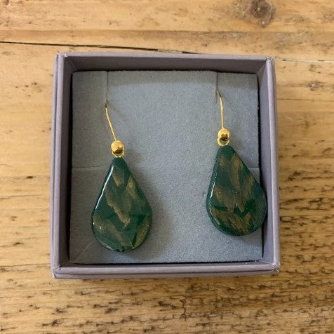 Tear Drop Dangle Earrings - recycled Y.O.U mailing bag