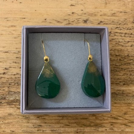 Tear Drop Dangle Earrings - recycled Y.O.U mailing bag