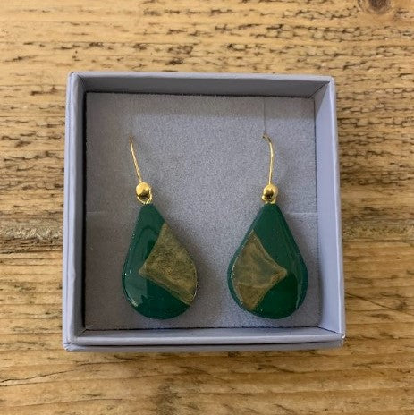 Tear Drop Dangle Earrings - recycled Y.O.U mailing bag