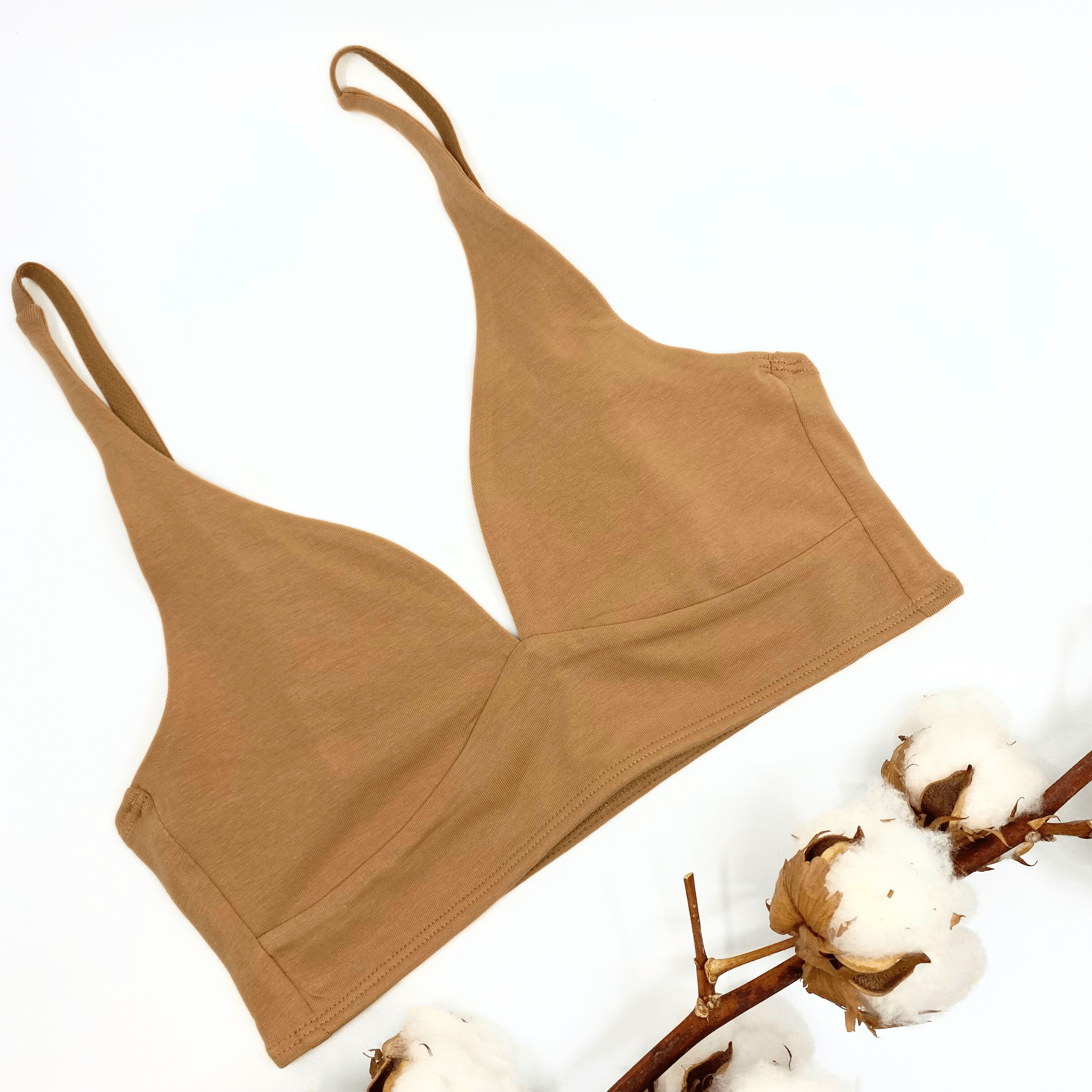 Girls' organic cotton bralette - almond (light nude) - Y.O.U underwear