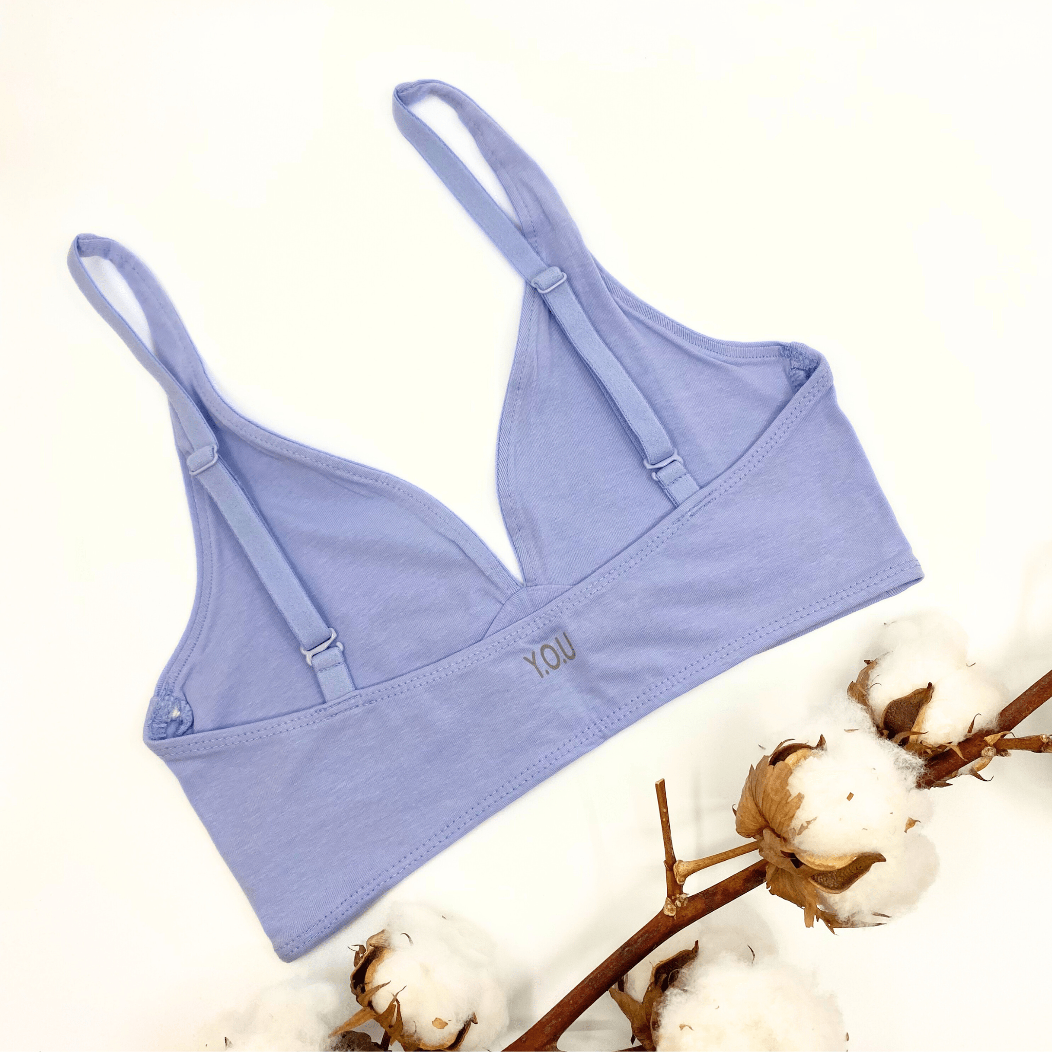 Girls' organic cotton bralette - light blue - Y.O.U underwear